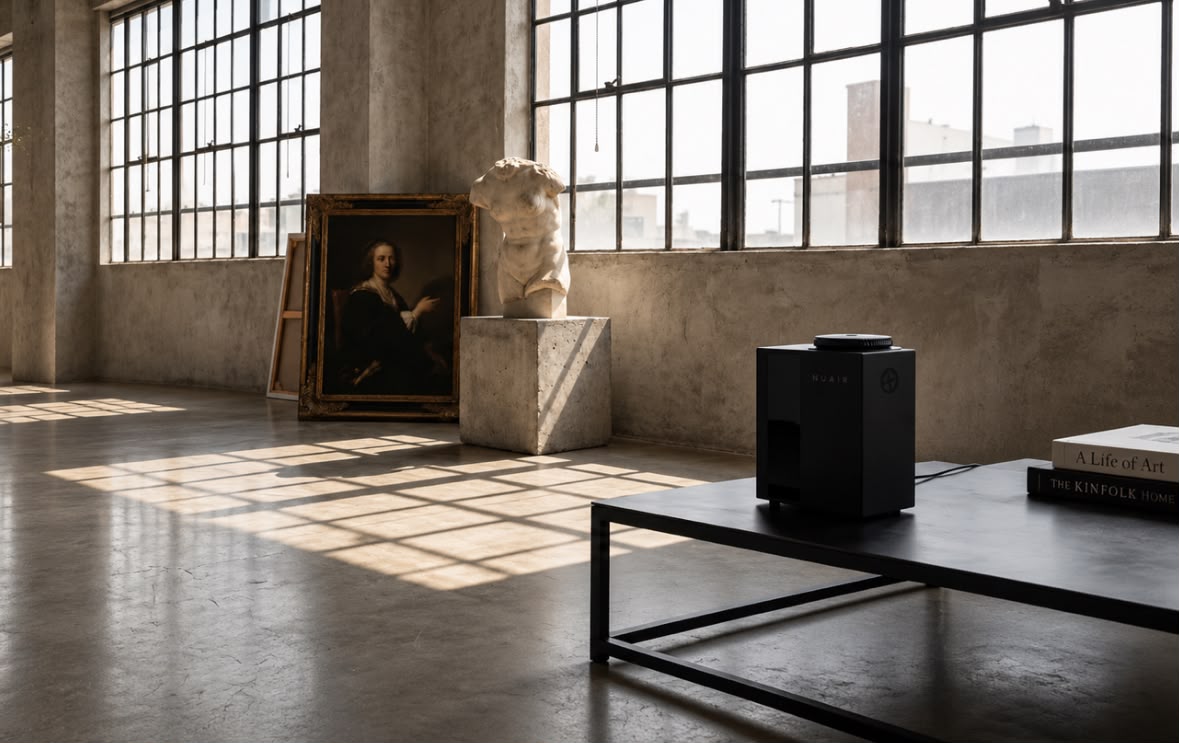 Studio 1 diffuser on a table in a sunlit concrete loft